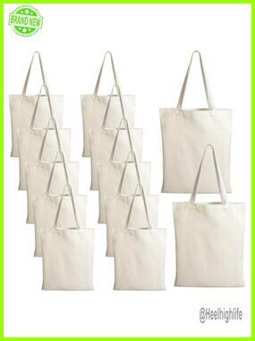 Heavy-Duty Canvas Tote Bag, Reusable Cotton Grocery Bag, DIY Tote